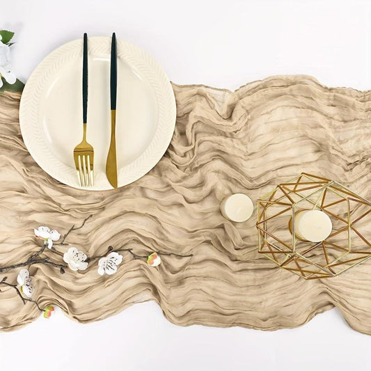 Ivory Rustic Gauze Bohemian Table Runner Cheesecloth Wedding Decor