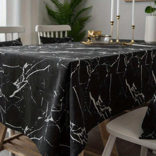 Marble Canvas Tablecloth - Cotton Linen Cover for Parties