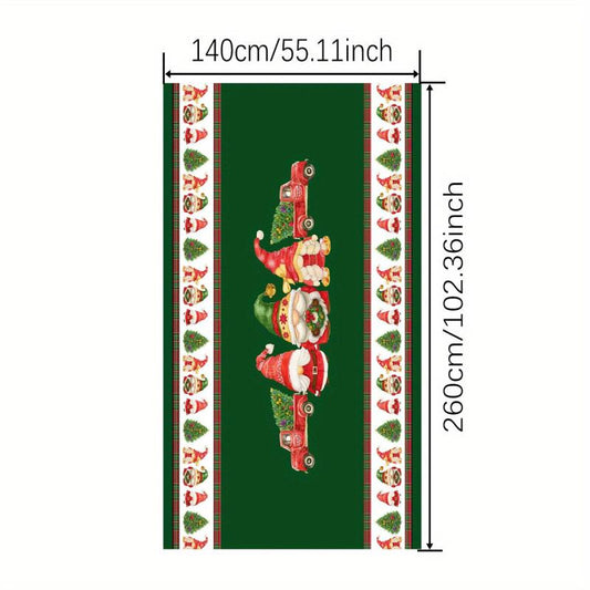 Polyester Tablecloth Merry Christmas Table Cover Truck Gnome Pattern Fab