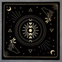 Bronzing Pattern Flannel Tarot Cloth Moon Tarot Mat Witchy Decor