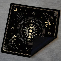 Bronzing Pattern Flannel Tarot Cloth Moon Tarot Mat Witchy Decor