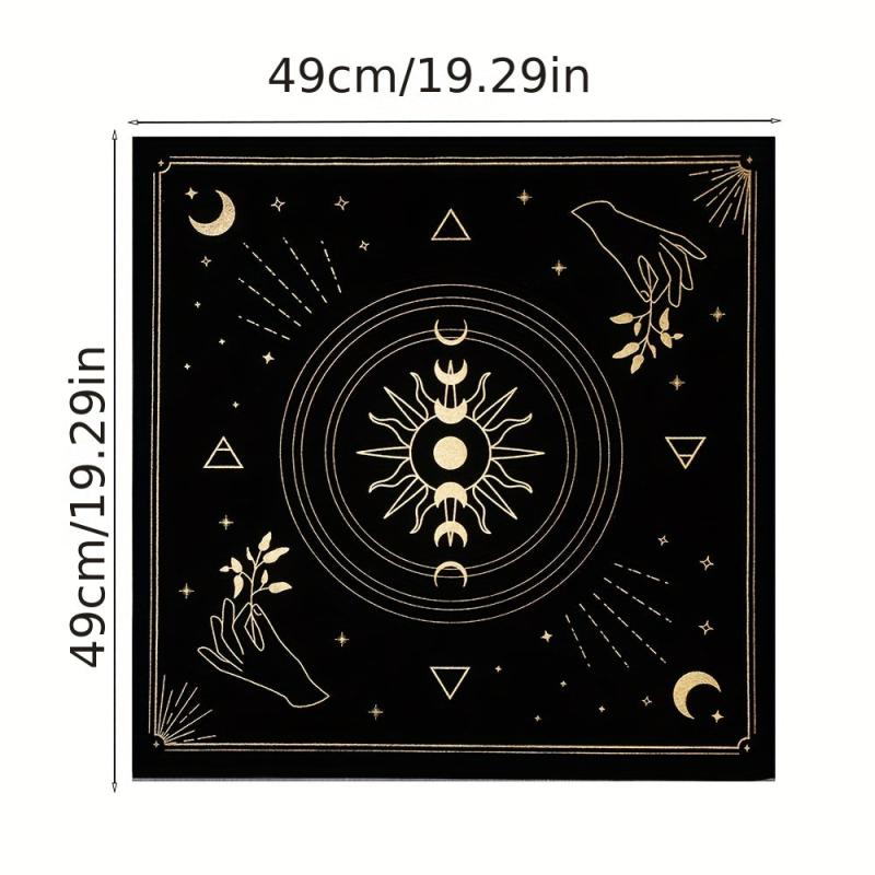Bronzing Pattern Flannel Tarot Cloth Moon Tarot Mat Witchy Decor