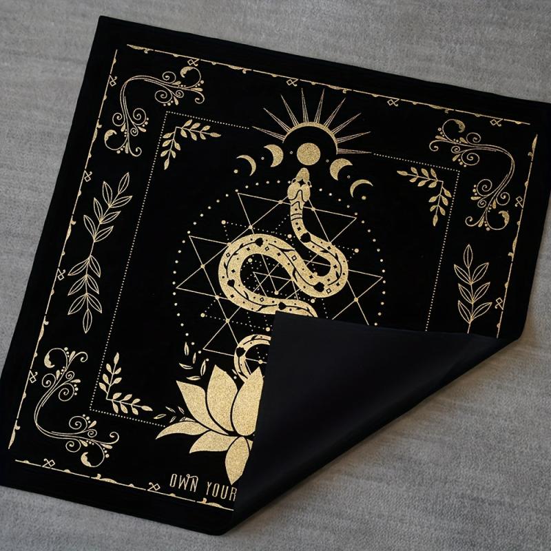 Bronzing Pattern Flannel Tarot Cloth Moon Tarot Mat Witchy Decor