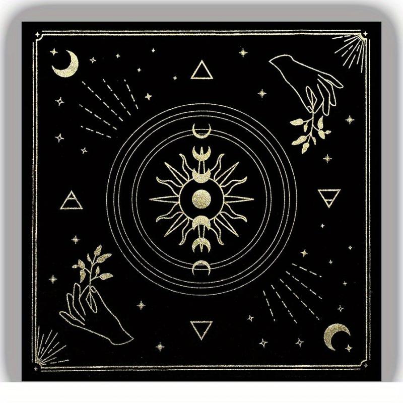 Bronzing Pattern Flannel Tarot Cloth Moon Tarot Mat Witchy Decor