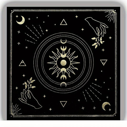 Bronzing Pattern Flannel Tarot Cloth Moon Tarot Mat Witchy Decor