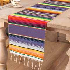 Mexican Style Rainbow Striped Table Runner for Gay Pride
