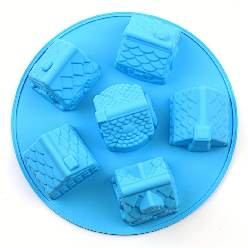 Christmas Silicone Cake Molds 6 Cavity Gingerbread House Baking Round