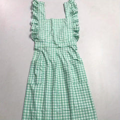 Ruffled Linen Apron X Back Apron with Pockets