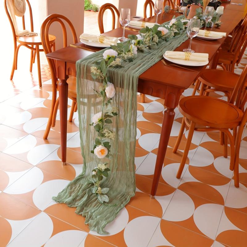 Boho Cheesecloth Table Runner for Wedding Bridal Shower Home Decor