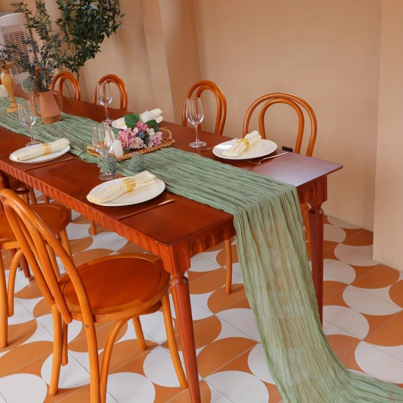 Boho Cheesecloth Table Runner for Wedding Bridal Shower Home Decor
