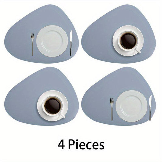 4pcs Leather Place Mats Water Drop Shaped Placemats Solid Style Placemat