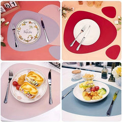 4pcs Leather Place Mats Water Drop Shaped Placemats Solid Style Placemat