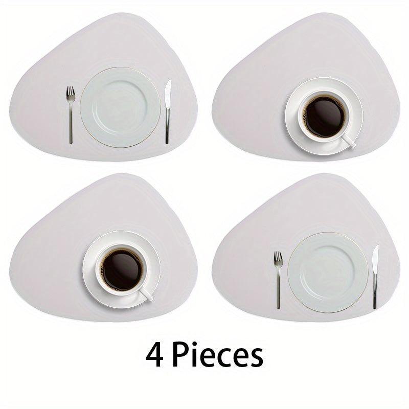4pcs Leather Place Mats Water Drop Shaped Placemats Solid Style Placemat