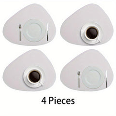 4pcs Leather Place Mats Water Drop Shaped Placemats Solid Style Placemat