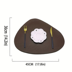 4pcs Leather Place Mats Water Drop Shaped Placemats Solid Style Placemat