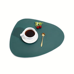4pcs Leather Place Mats Water Drop Shaped Placemats Solid Style Placemat
