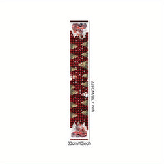 Polyester Merry Christmas Table Runner Red Plaid Santa Claus Printed Table Cover