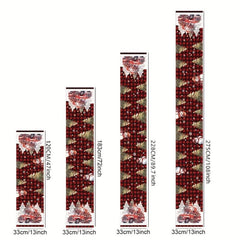 Polyester Merry Christmas Table Runner Red Plaid Santa Claus Printed Table Cover