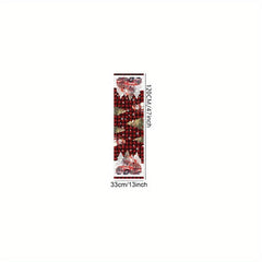 Polyester Merry Christmas Table Runner Red Plaid Santa Claus Printed Table Cover