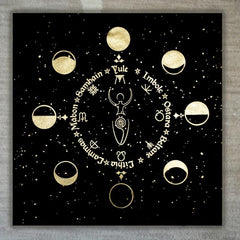 Triple Goddess Pentagram Velvet Altar Cloth