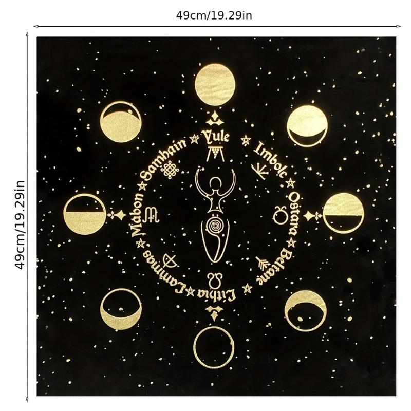 Triple Goddess Pentagram Velvet Altar Cloth