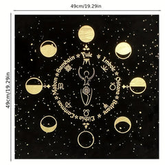 Triple Goddess Pentagram Velvet Altar Cloth