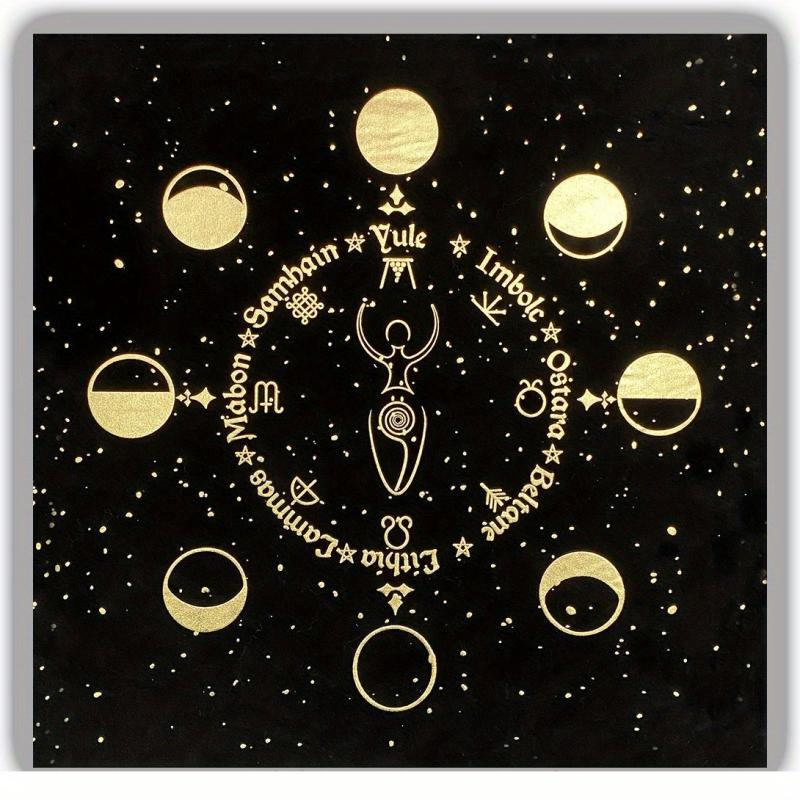Triple Goddess Pentagram Velvet Altar Cloth