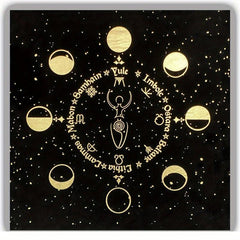 Triple Goddess Pentagram Velvet Altar Cloth