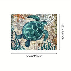 Turtle Starfish Dish Drying Mat Vintage Ocean Animals Soft Rubber Dr