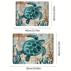 Turtle Starfish Dish Drying Mat Vintage Ocean Animals Soft Rubber Dr