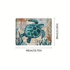 Turtle Starfish Dish Drying Mat Vintage Ocean Animals Soft Rubber Dr