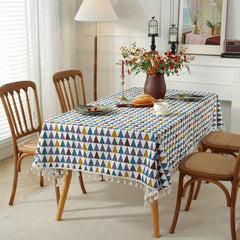 Boho Style Tablecloth with Tassel & Camo Design