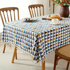 Boho Style Tablecloth with Tassel & Camo Design