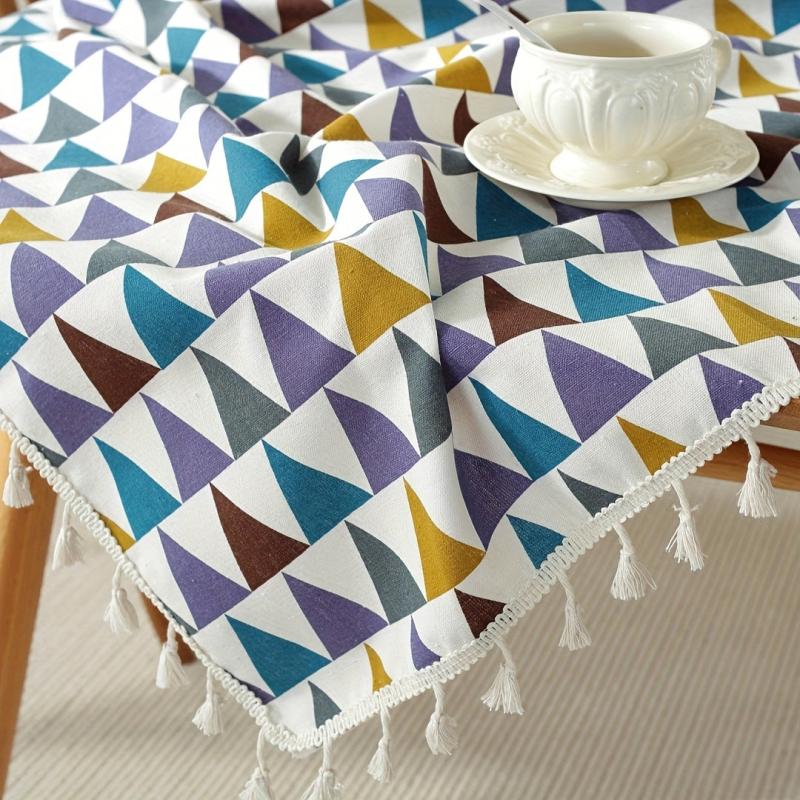 Boho Style Tablecloth with Tassel & Camo Design