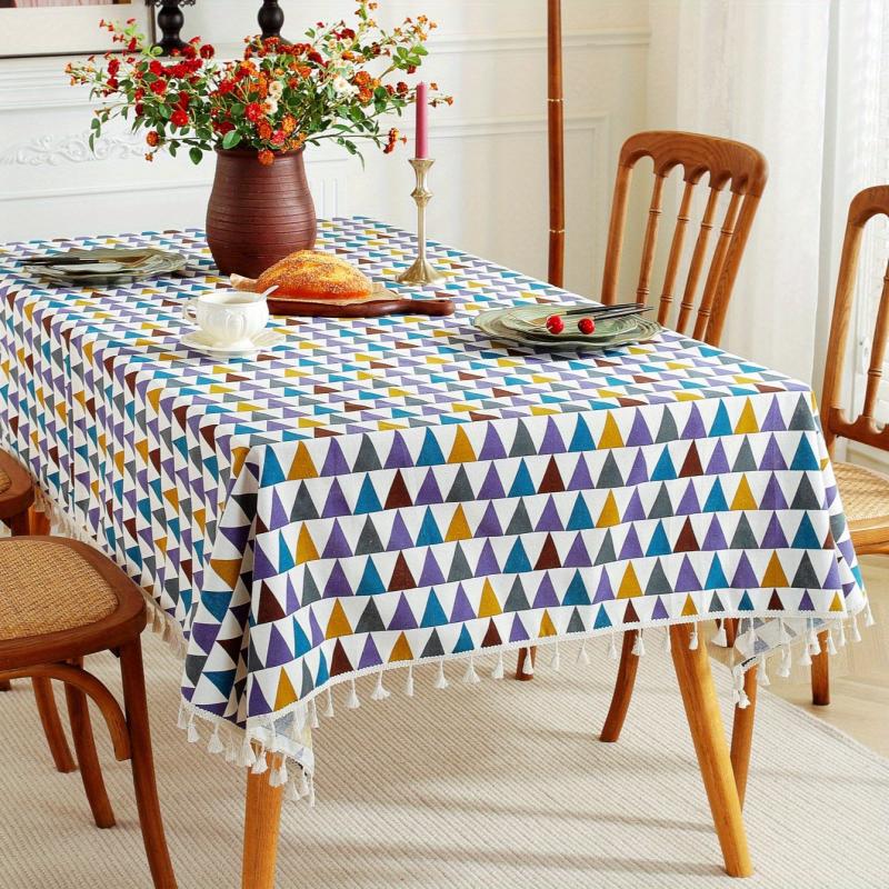 Boho Style Tablecloth with Tassel & Camo Design