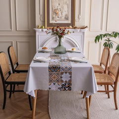 Boho Halloween Tablecloth & Table Flag Set Washable Polyester Table Cover