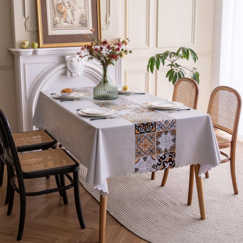 Boho Halloween Tablecloth & Table Flag Set Washable Polyester Table Cover