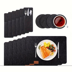 6pcs Felt Placemat Coaster Set Non-slip Heat Insulation Pad Home Decor