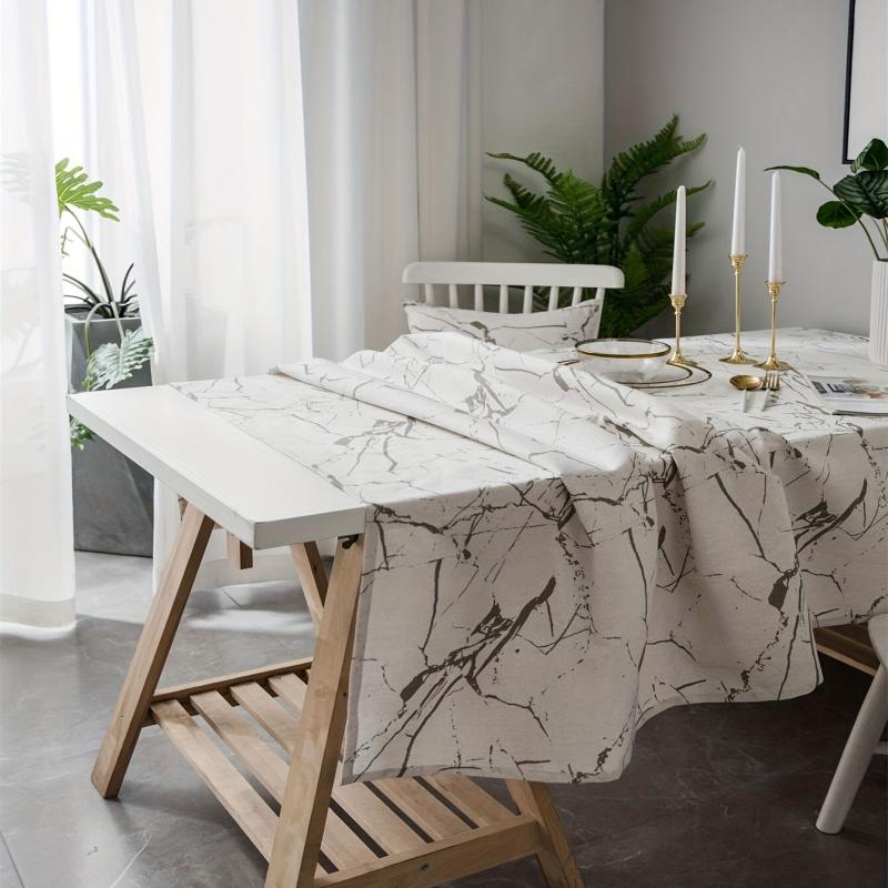 Modern Marble Ins Square Tablecloth Washable Cotton Linen