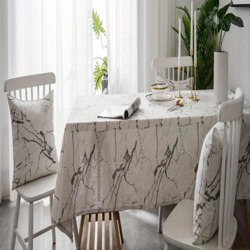 Modern Marble Ins Square Tablecloth Washable Cotton Linen