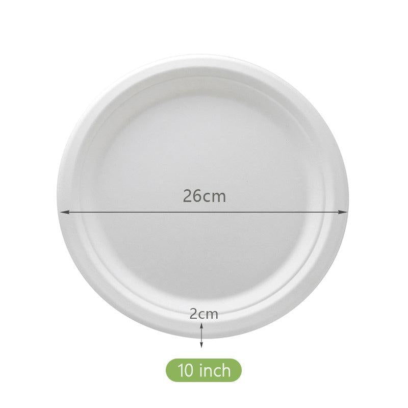 50pcs Sugarcane Round Plates for Family Dinners and Parties