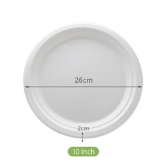 50pcs Sugarcane Round Plates for Family Dinners and Parties