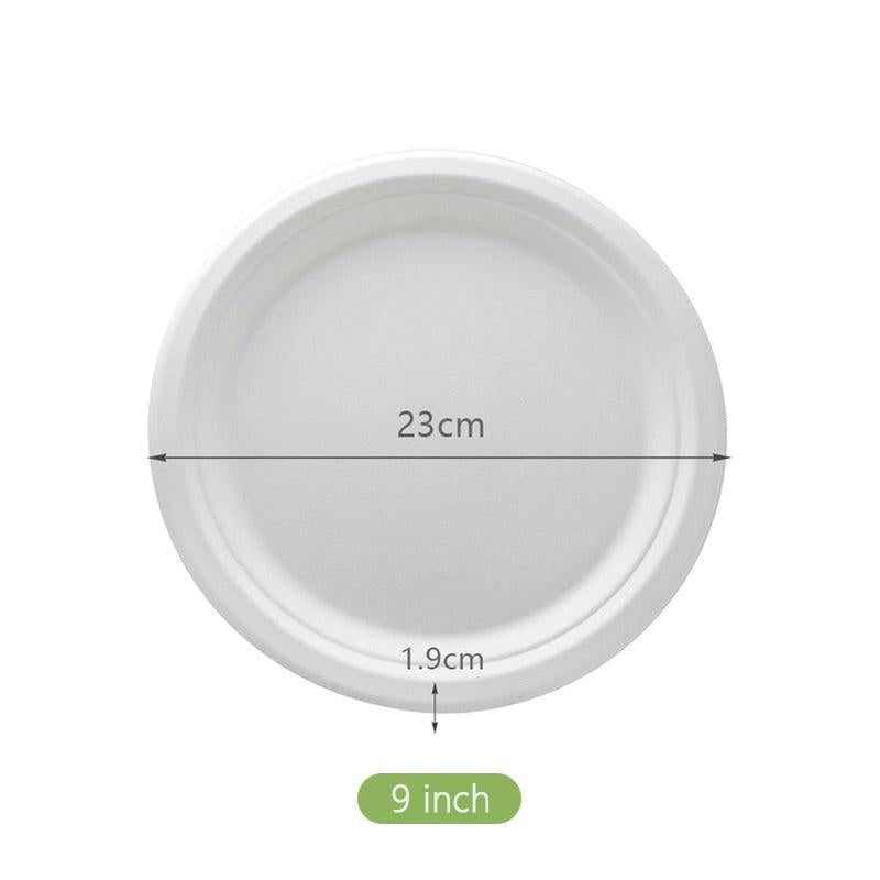 50pcs Sugarcane Round Plates for Family Dinners and Parties