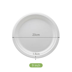50pcs Sugarcane Round Plates for Family Dinners and Parties