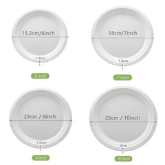50pcs Sugarcane Round Plates for Family Dinners and Parties