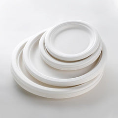 50pcs Sugarcane Round Plates for Family Dinners and Parties