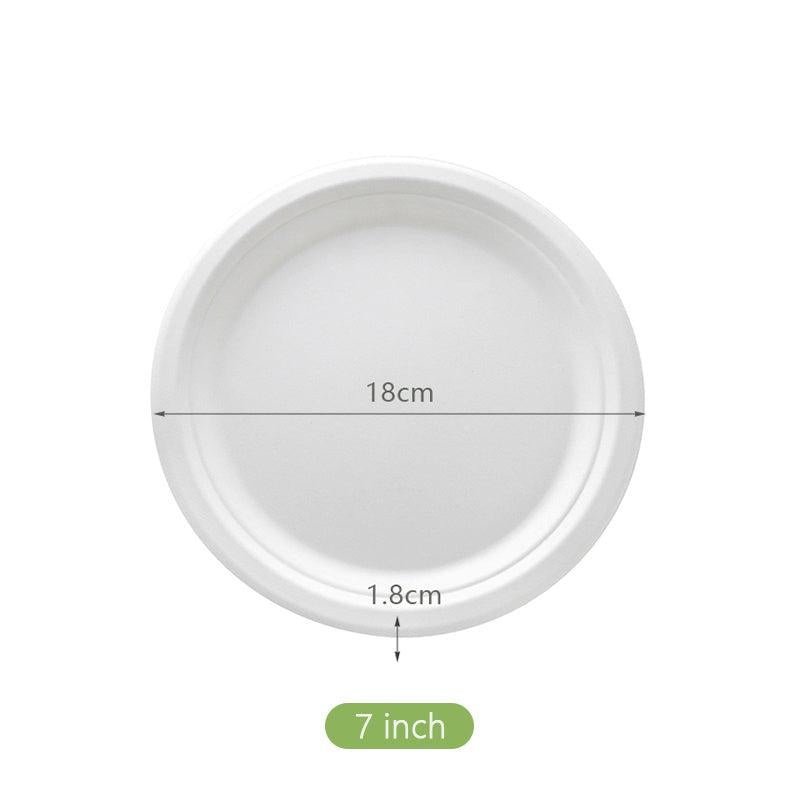 50pcs Sugarcane Round Plates for Family Dinners and Parties