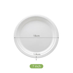 50pcs Sugarcane Round Plates for Family Dinners and Parties
