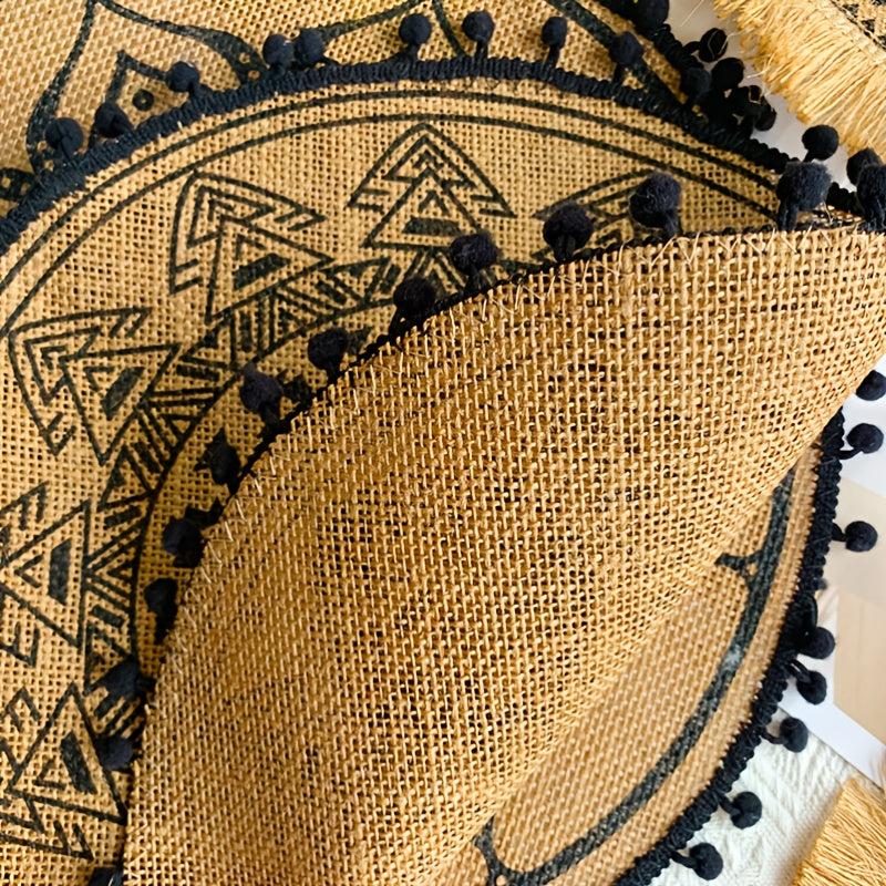 Heat Insulated Linen Coaster Jute Decorative Mat for Home Kitchen Tabletop