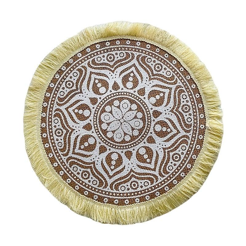 Heat Insulated Linen Coaster Jute Decorative Mat for Home Kitchen Tabletop